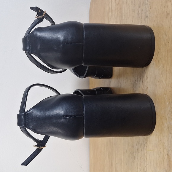 Wild Fable Black Square Toe Platform Block Heels Pumps Ankle Strap Size 8.5 - Picture 7 of 13